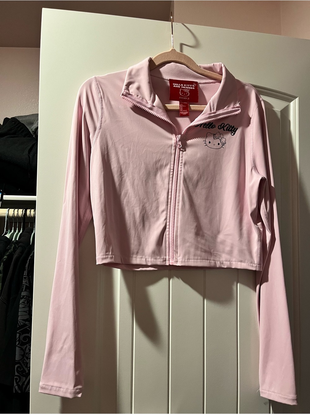 Forever 21 Light Pink Hello Kitty Cropped Bomber Jacket